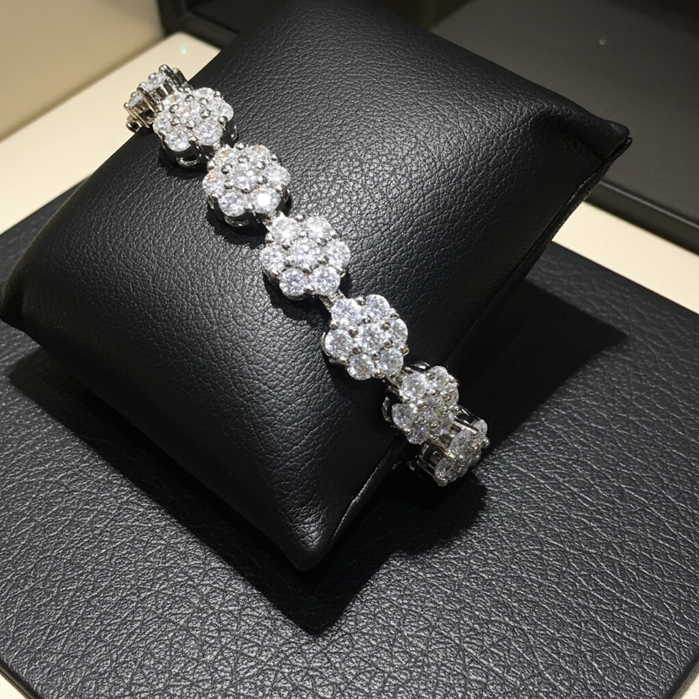 Miniatura: Bracciale Tennis Fiorellino in oro bianco 18k - 4,92 ct  diamanti naturali D IF