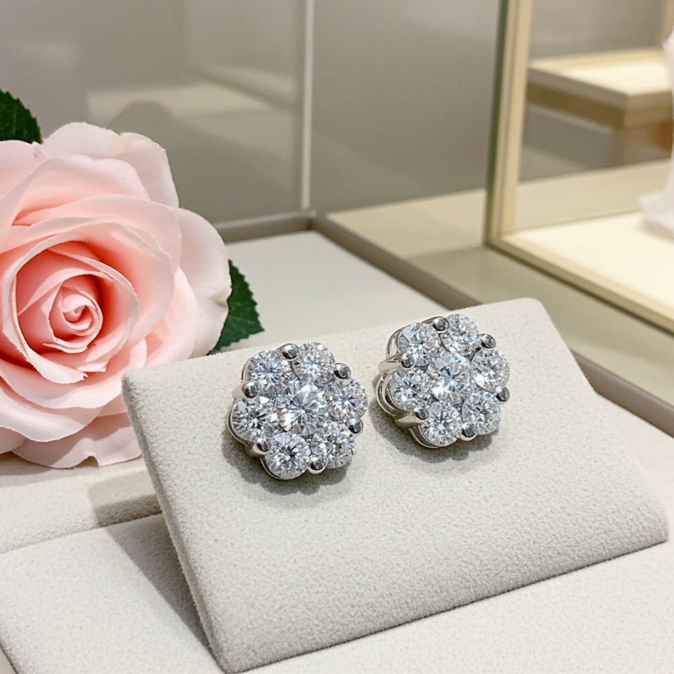 Miniatura: orecchini  a Fiore in oro bianco 18k e diamanti naturali1,40 ct