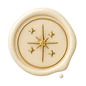 Ivory wax seal with compass design representing Dabbling Dreamer’s brand symbol — a soft guide for emotional expression, creativity, and grounded direction.