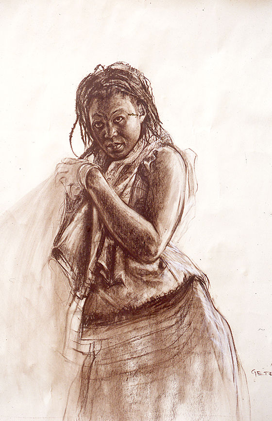 Portrait of Liz, a student at Ahmadu Bello University in Zaria, Nigeria, created during the artist’s years teaching there and