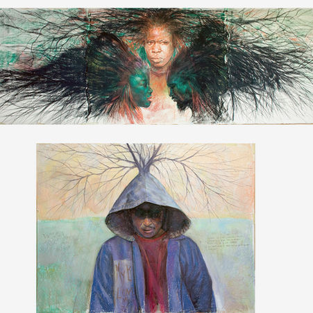 Expressive portrait by Tyrone Geter of a Black woman confronting degrading language and gender-based disrespect.