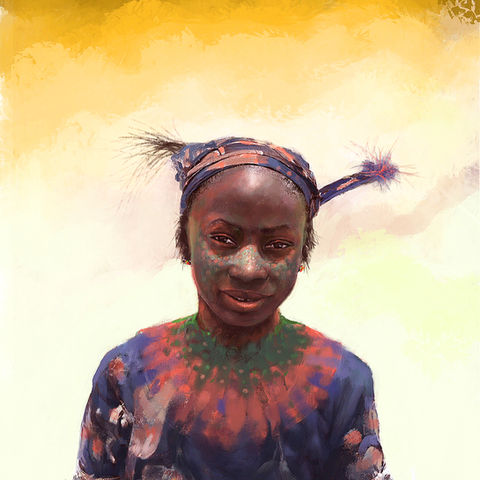 Digital Painting of a young Hausa girl