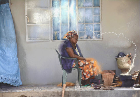 "Cooking Up A Storm," Preparing the evening meal using lightningUp A Storm" to ease the simple task of cooking.