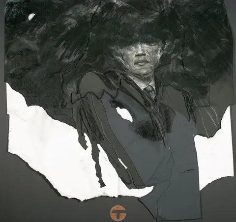 Former President Obama in a Collage using mostly torn paper