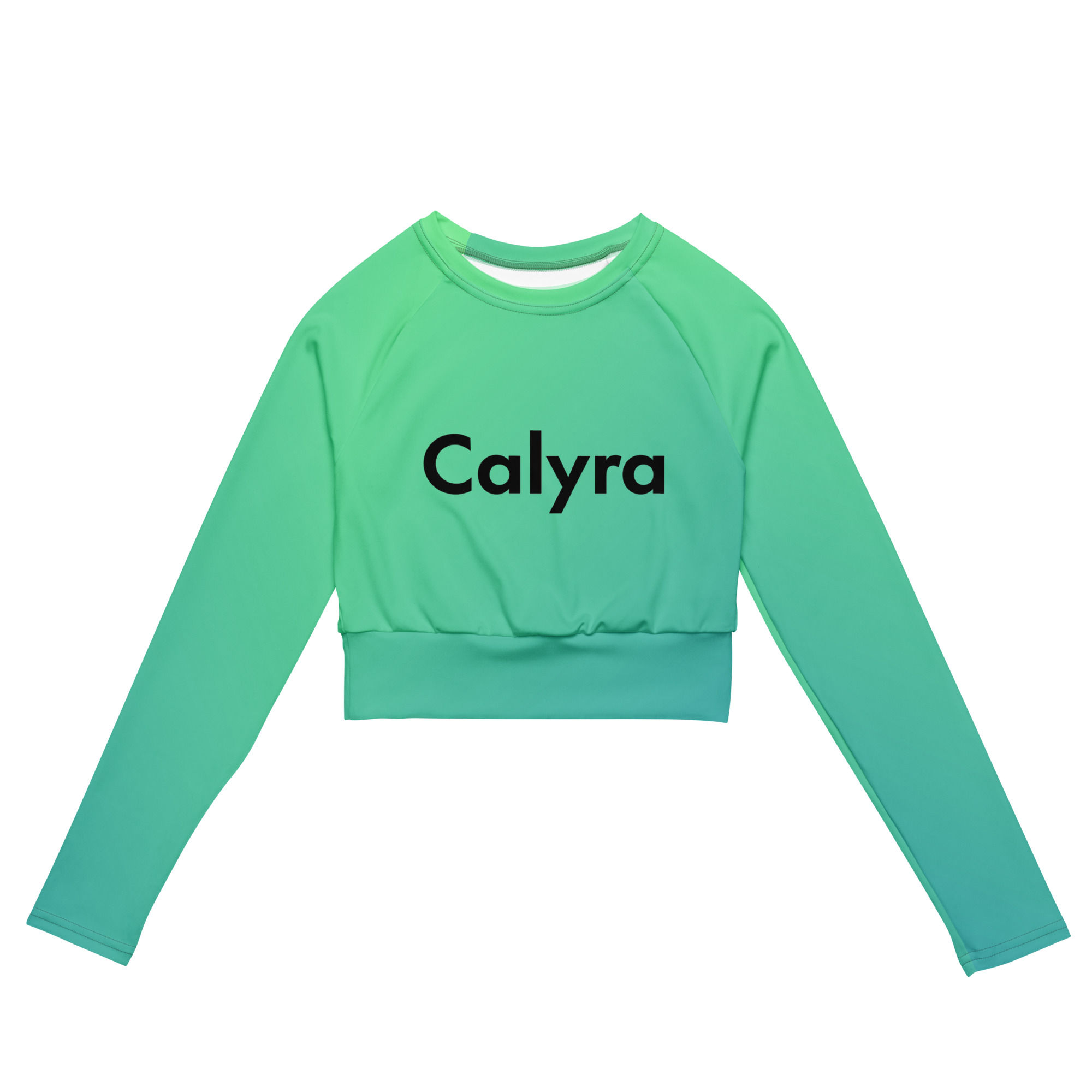 Eco Luxe Crop Top with Long Sleeves - Kingfisher Green