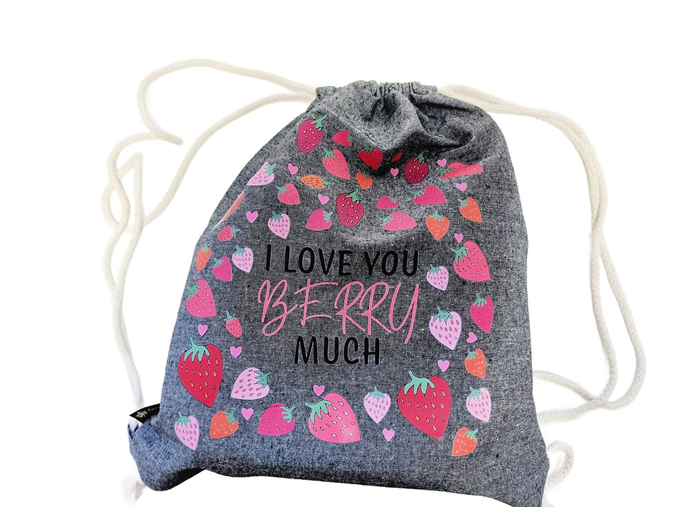 תמונה ממוזערת: I LOVE YOU BERRY MUCH-תיק שרוך אפור