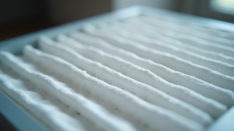 Close-up view of a clean air conditioning filter ready for installation