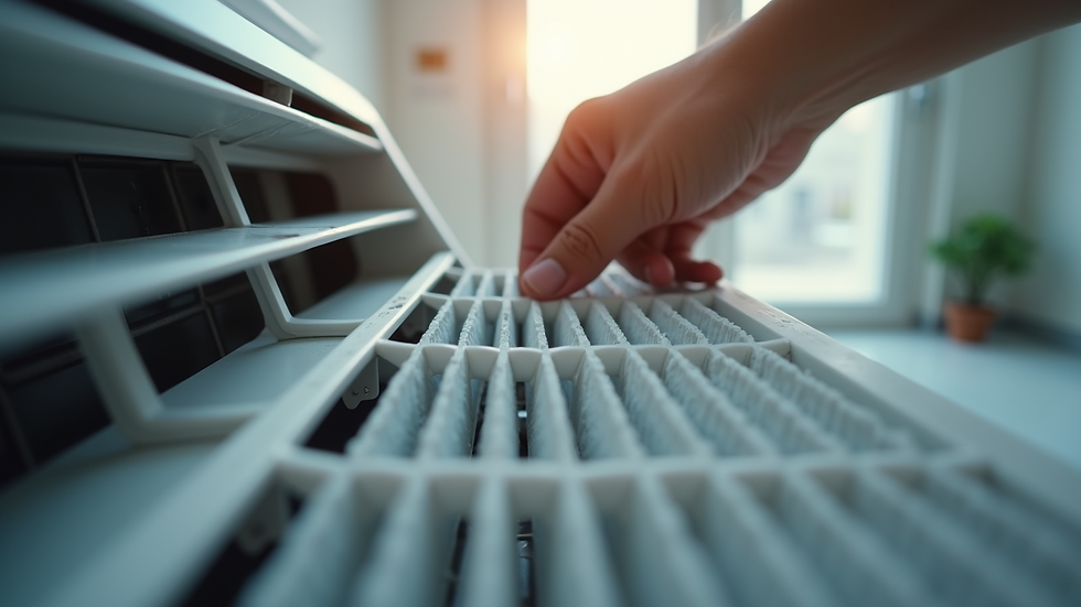 Close-up view of a clean air conditioning filter being replaced