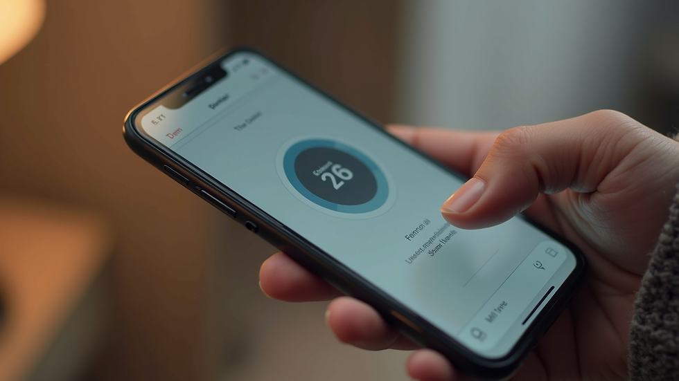 Close-up view of a smartphone displaying a smart thermostat app