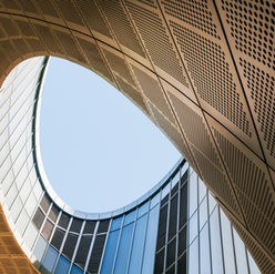 Modern building with contrasting lines