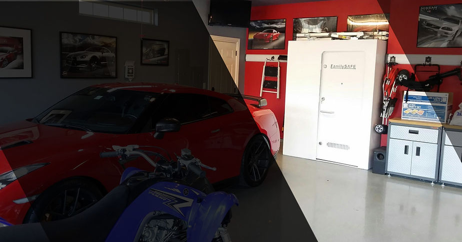 Storm Shelter seamlessly installed in a garage