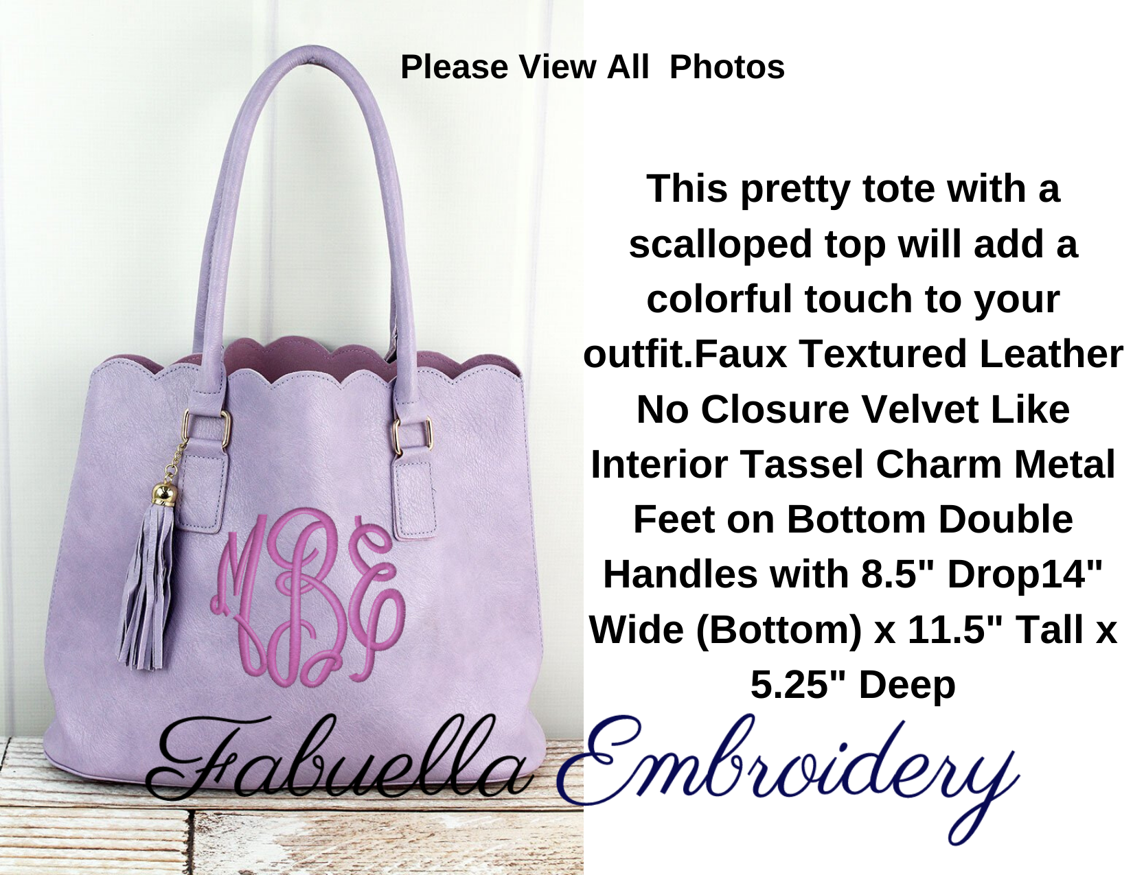 Monogram Scalloped Tote, Violet