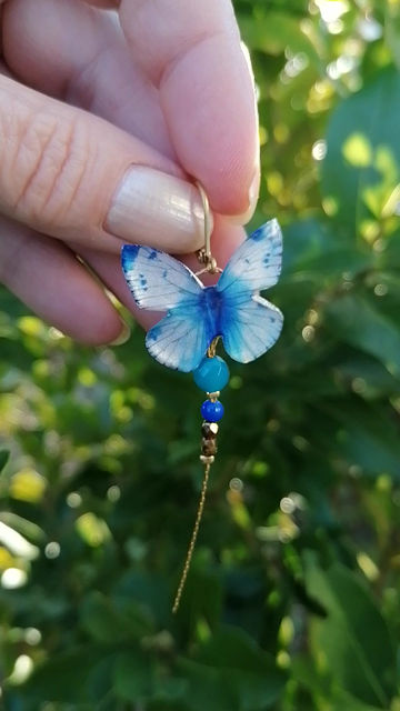 Miniature : Boucles d'oreilles Papillons "Sur un nuage" 