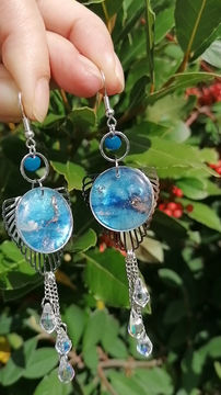 Miniature : Boucles d'oreilles longues "Perles de pluie"