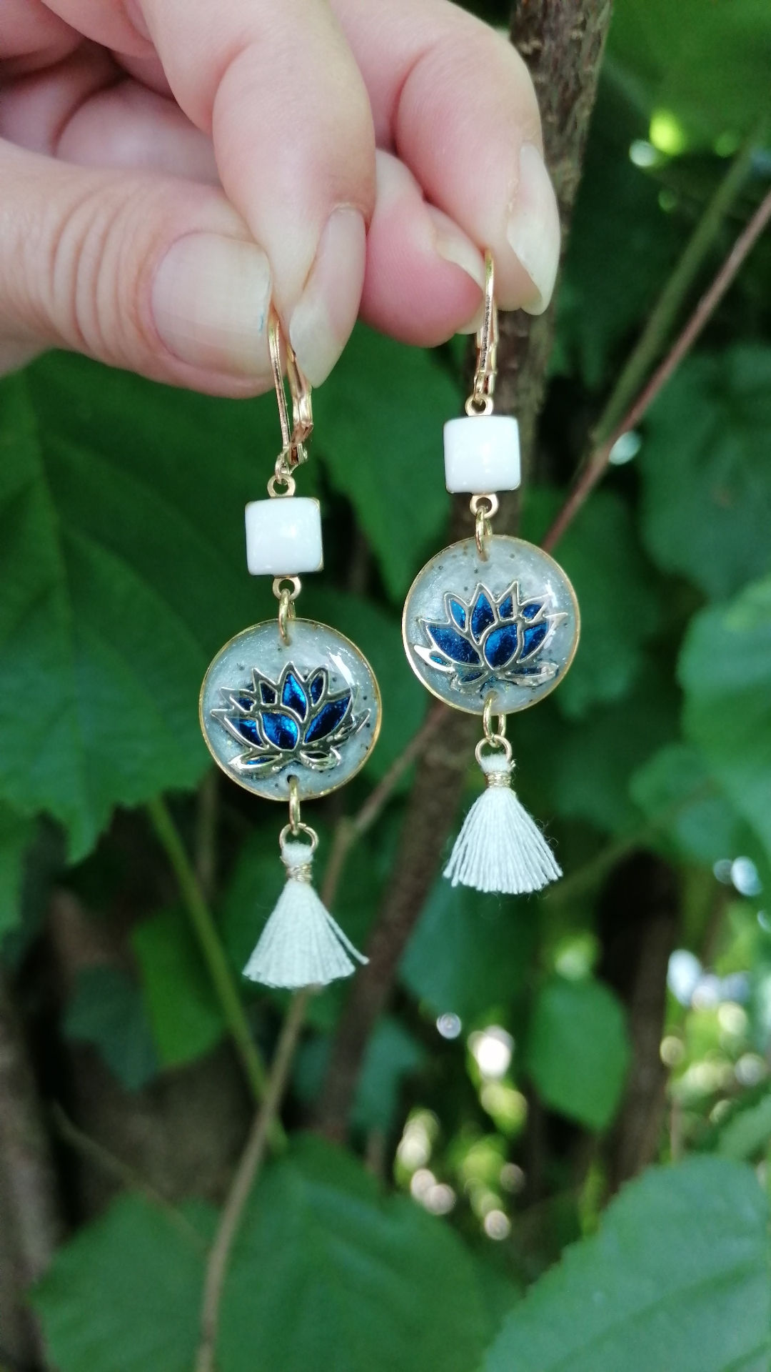 Boucles d'oreilles courtes Nymphéa - "Miroir d'Ô" 