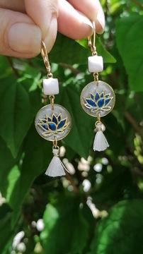 Miniature : Boucles d'oreilles courtes Nymphéa - "Miroir d'Ô" 