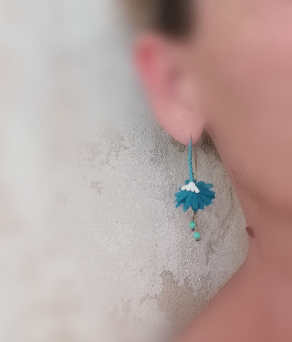 Miniature : Boucles d'oreilles textiles CLOCHETTES - Violet/jaune