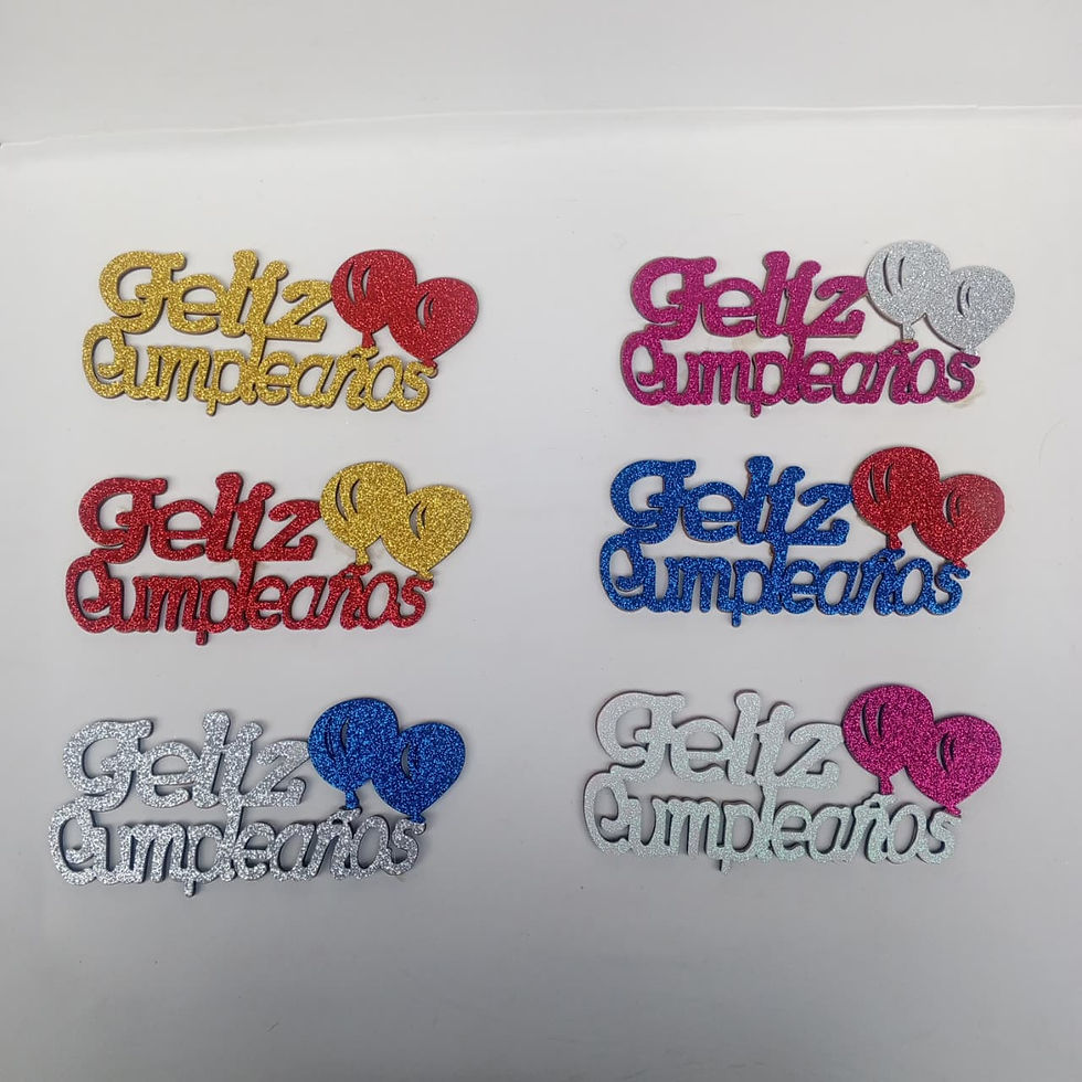 Miniatura: Letras base de madera y fomix Feliz Cumpleaños Largo:17cm Ancho:7.5cm DOCENA