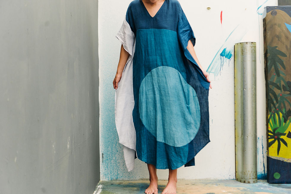 Thumbnail: Indigo Moon Circle Kaftan Dress