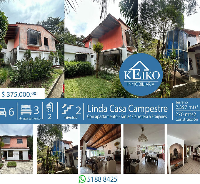 Casa Campestre en Venta Fraijanes 