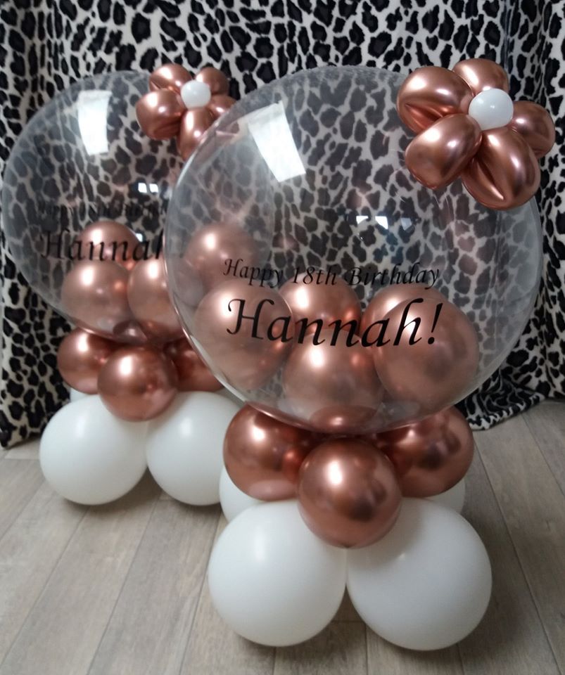 20" personalised chrome bubble with flower £15