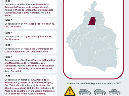 ⚠️ ALERTA VIAL CDMX 25 de noviembre 2025: Marchas feministas colapsarán Paseo de la Reforma y Centro Histórico por el #25N