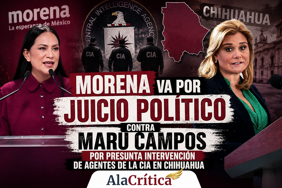 Ariadna Montiel durante conferencia donde Morena anuncia juicio político contra Maru Campos
