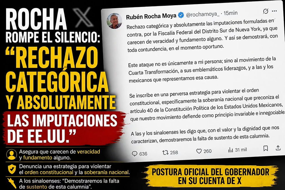 Rubén Rocha rechaza acusaciones de EE.UU. y las califica de “calumnia” sin sustento