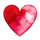A red love heart that has been painted in watercolour