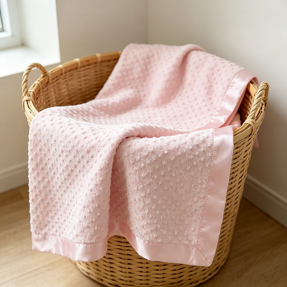 Thumbnail: Chenille Minky Dot/ Satin Receiving Blanket - 30"x 40"