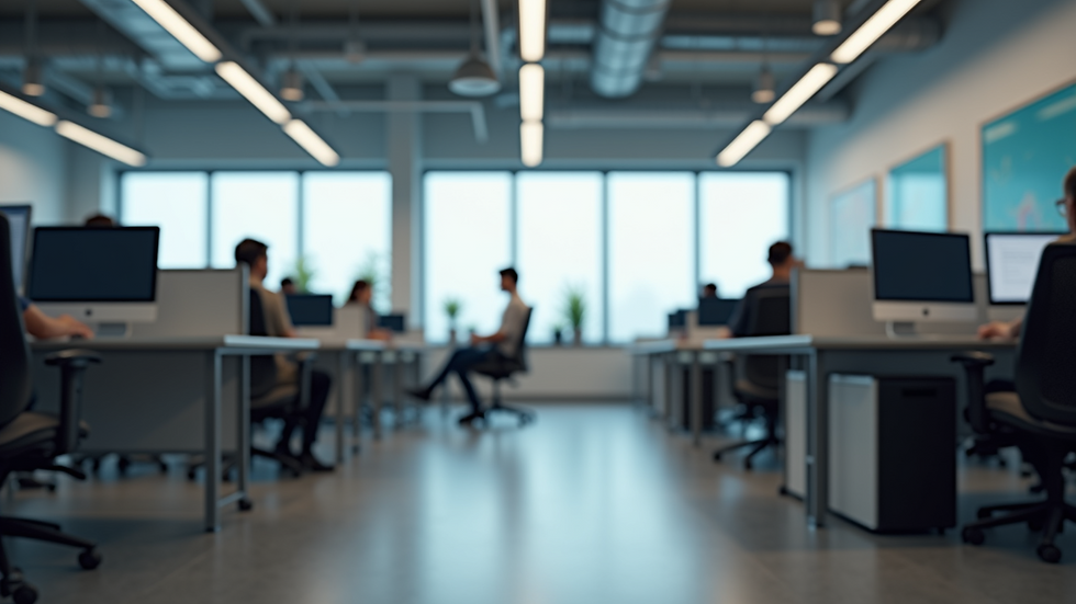 Close-up view of ergonomic office furniture and adjustable lighting fixtures