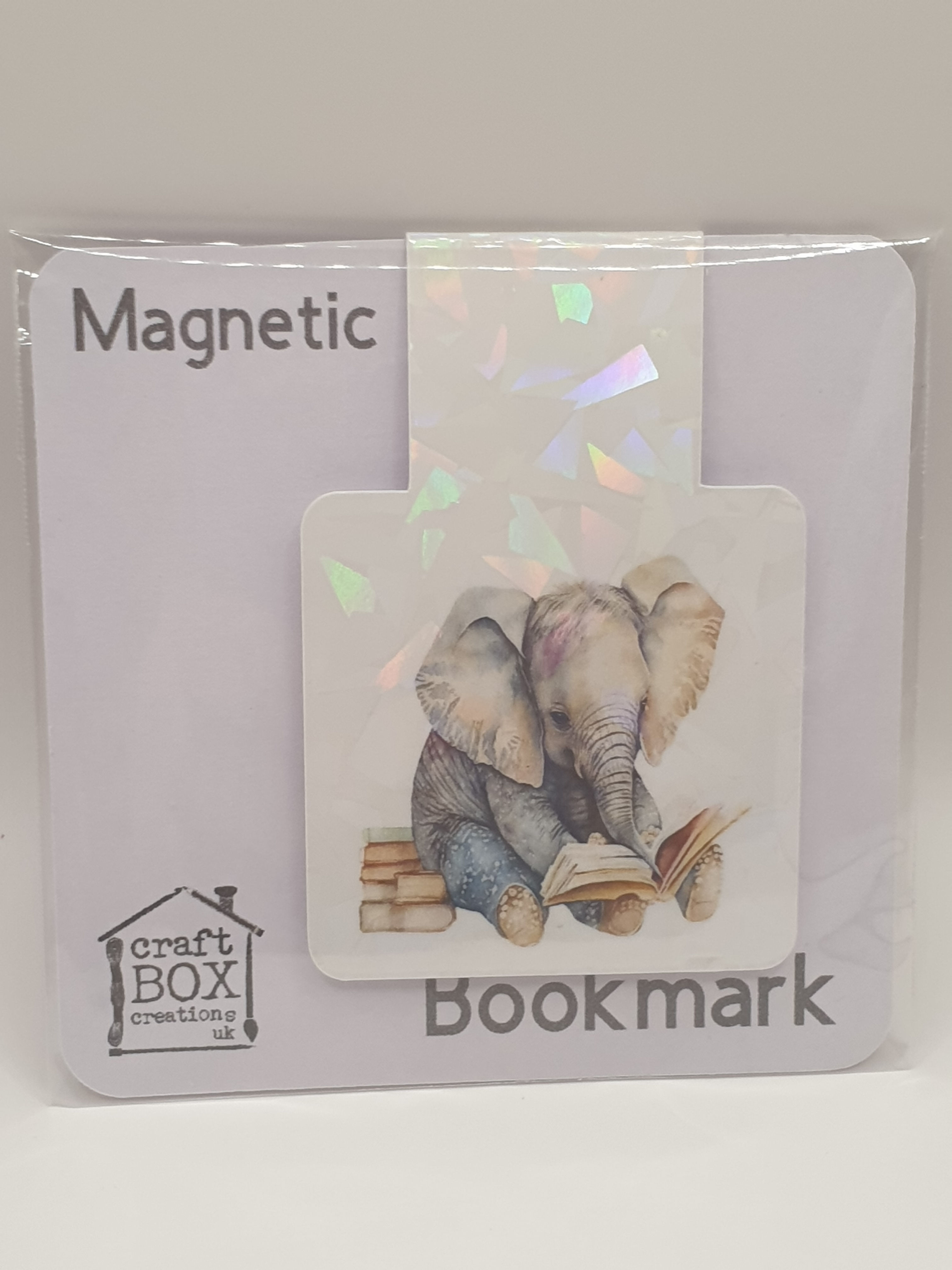 Cute Elephant Sitting Reading Double sided magnetic bookmark