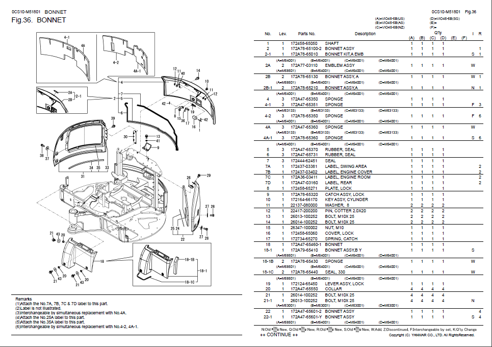 Miniature : Vue éclatée YANMAR VIO45-5B
