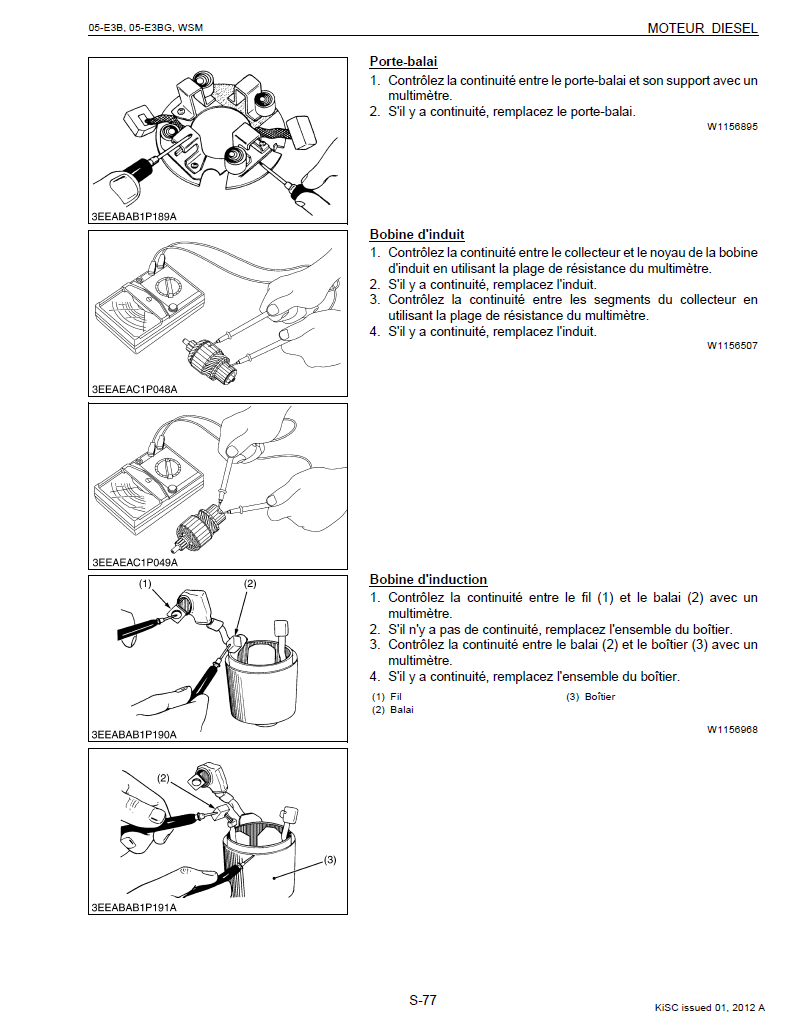 Miniature : Manuel atelier moteur KUBOTA D1005-D1105-D1305-D1505-V1505 (E3B-E3BG)