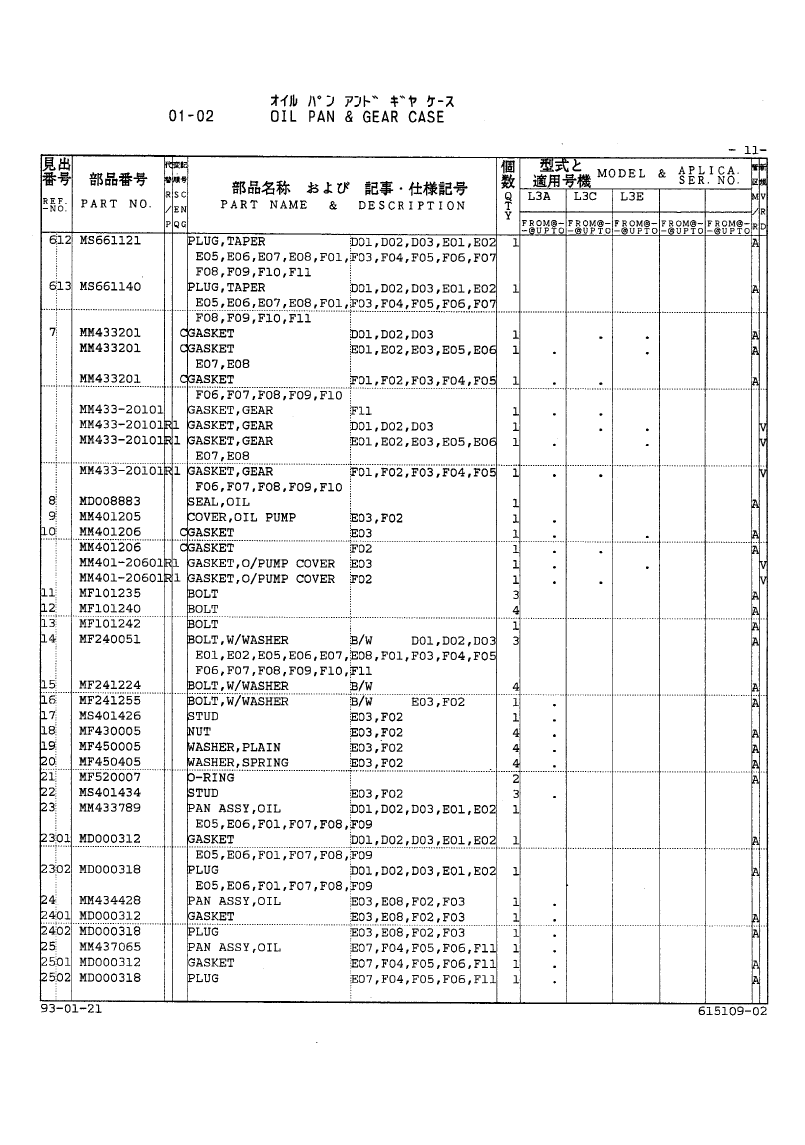 Miniature : Vue éclatée Moteur MITSUBISHI L3A-L3C-L3E