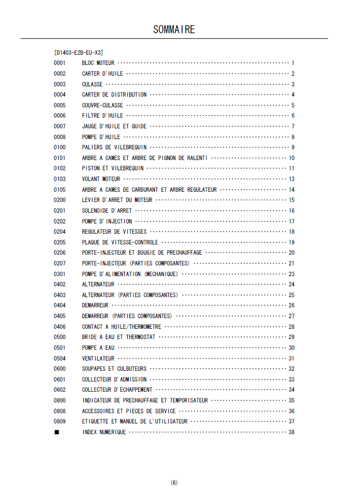Miniature : Vue éclatée Moteur KUBOTA D1403