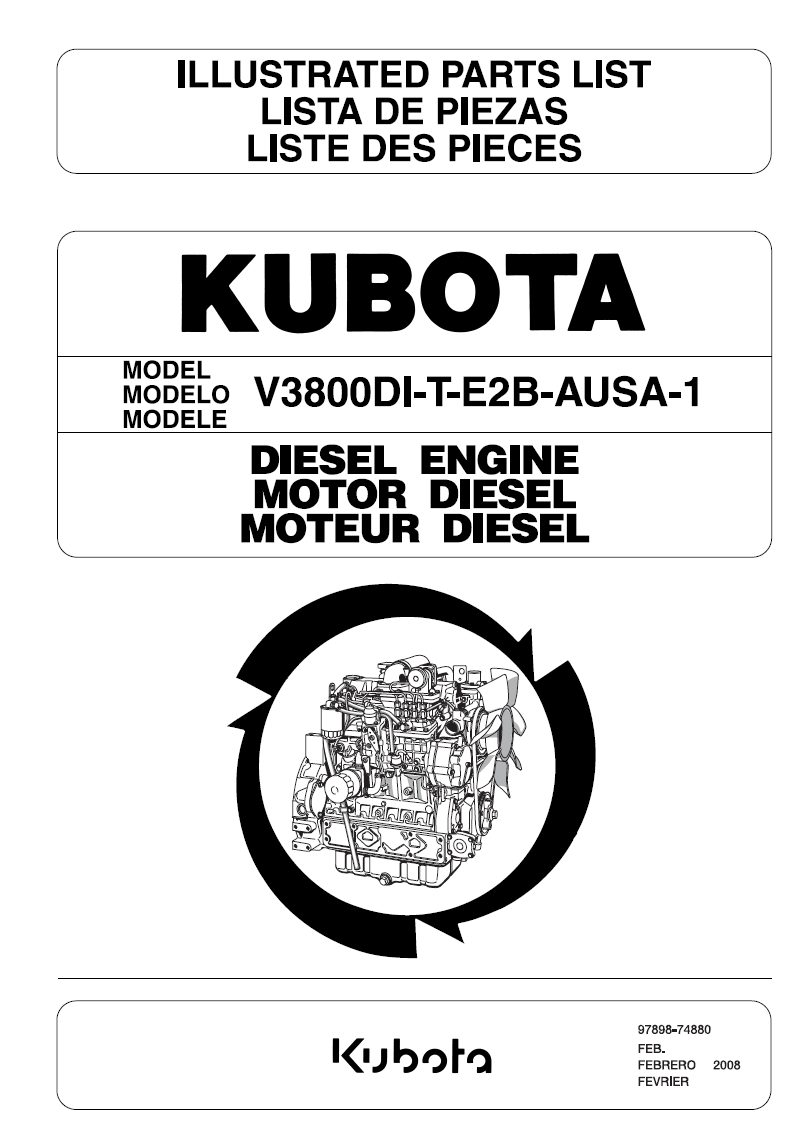 Miniature : Vue éclatée Moteur KUBOTA V3800-DI-T-E2B