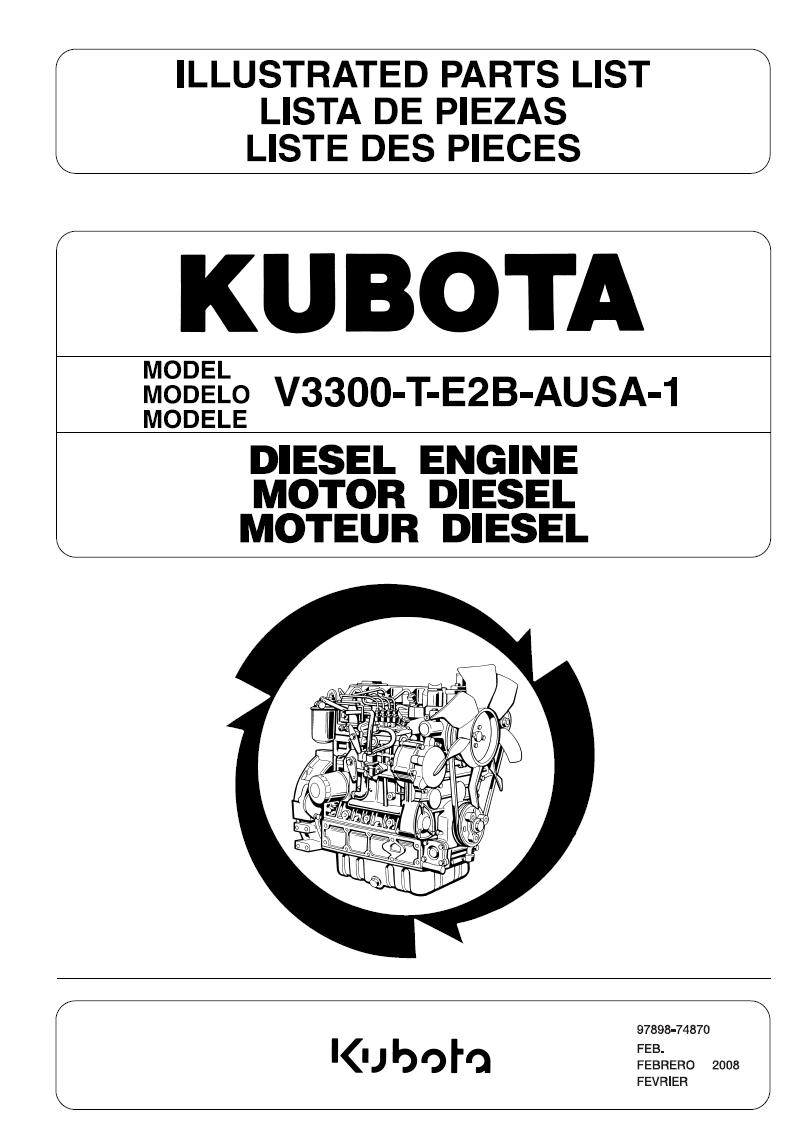 Miniature : Vue éclatée Moteur KUBOTA V3300-T-E2B