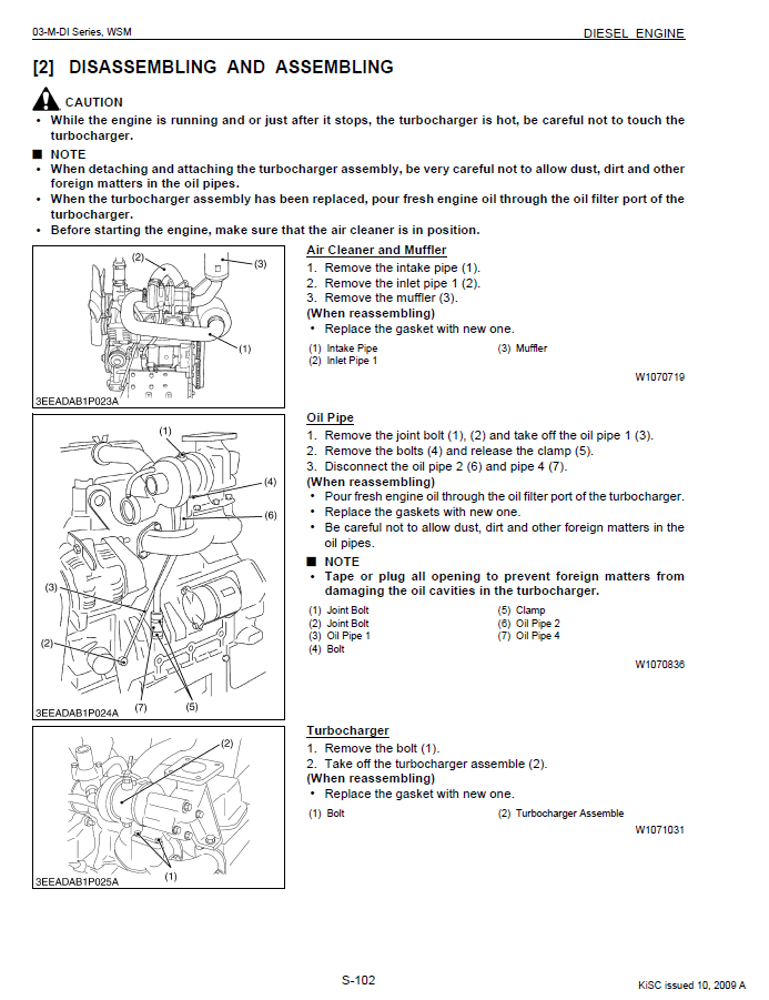 Miniature : Manuel atelier moteur KUBOTA D1503-D1703-D1803-V2003-V2203-V2403 (M-T-DI-BG)