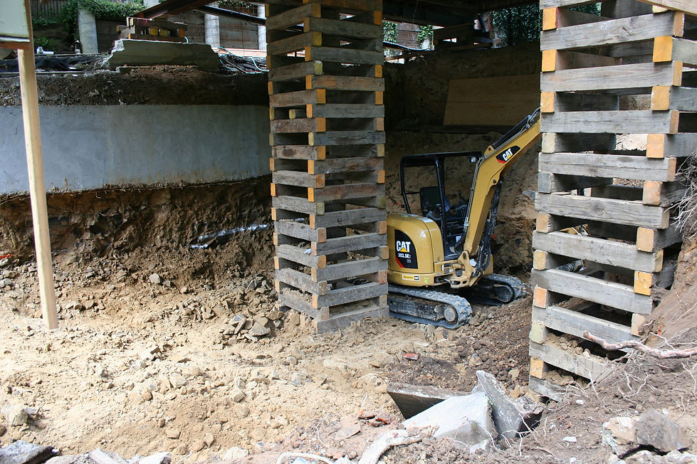 Gaarage excavation in the Larkspur Structural Project by Larkspur Building Company