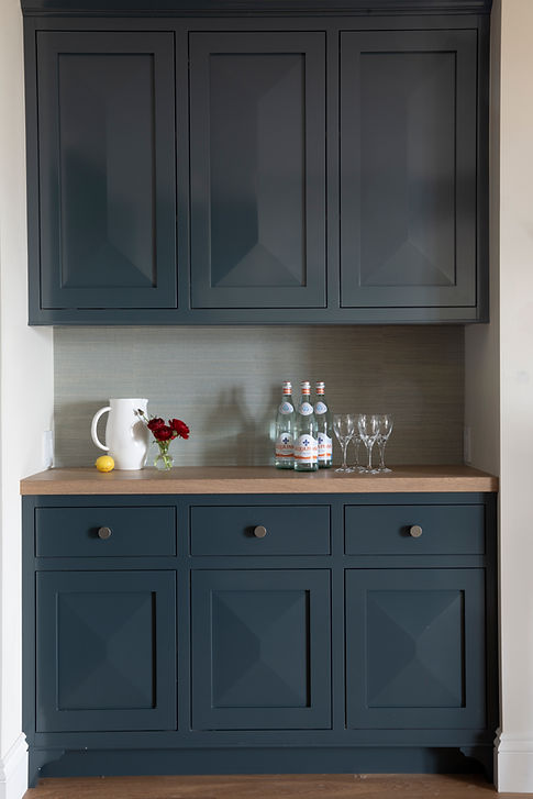 Fine cabinetry and wood countertop in Tiburon home renovation.