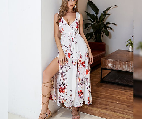 Bohemian Print Dress for Women - Beachwear Dress