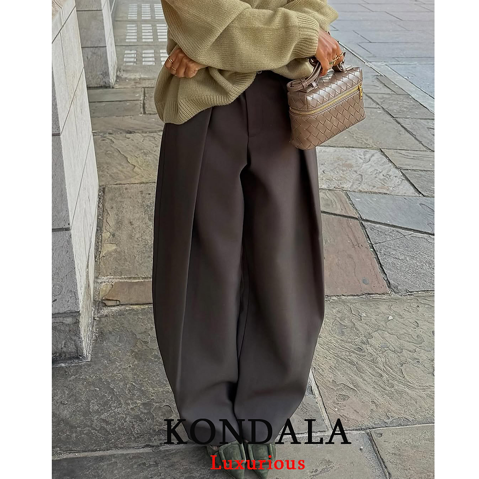 Thumbnail: KONDALA Casual Chic Wide Leg Pants Women Office Lady Pockets Pleated Long Trouse