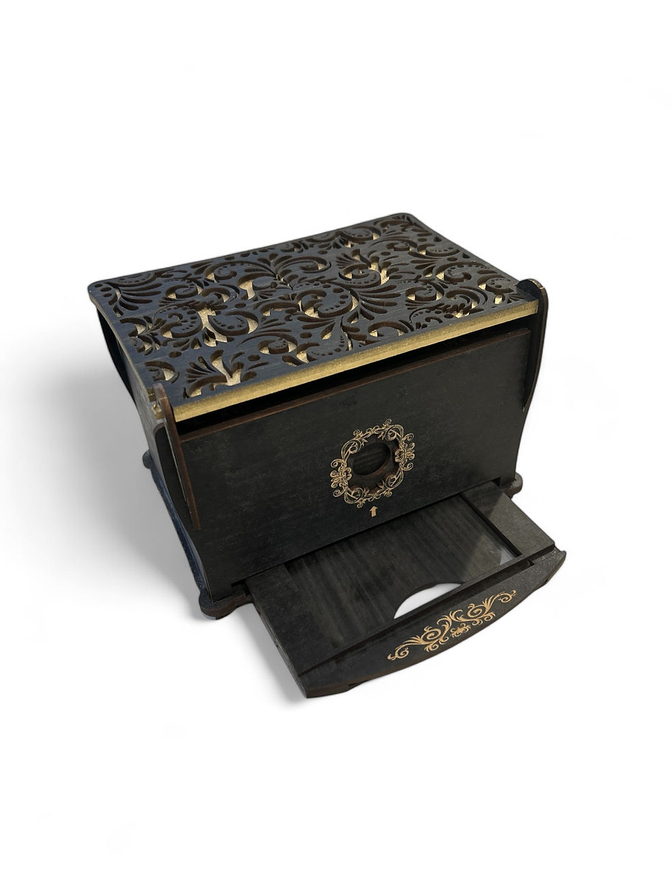 Miniatura: Caja Reloj Compromiso Amor Barroco Nogal