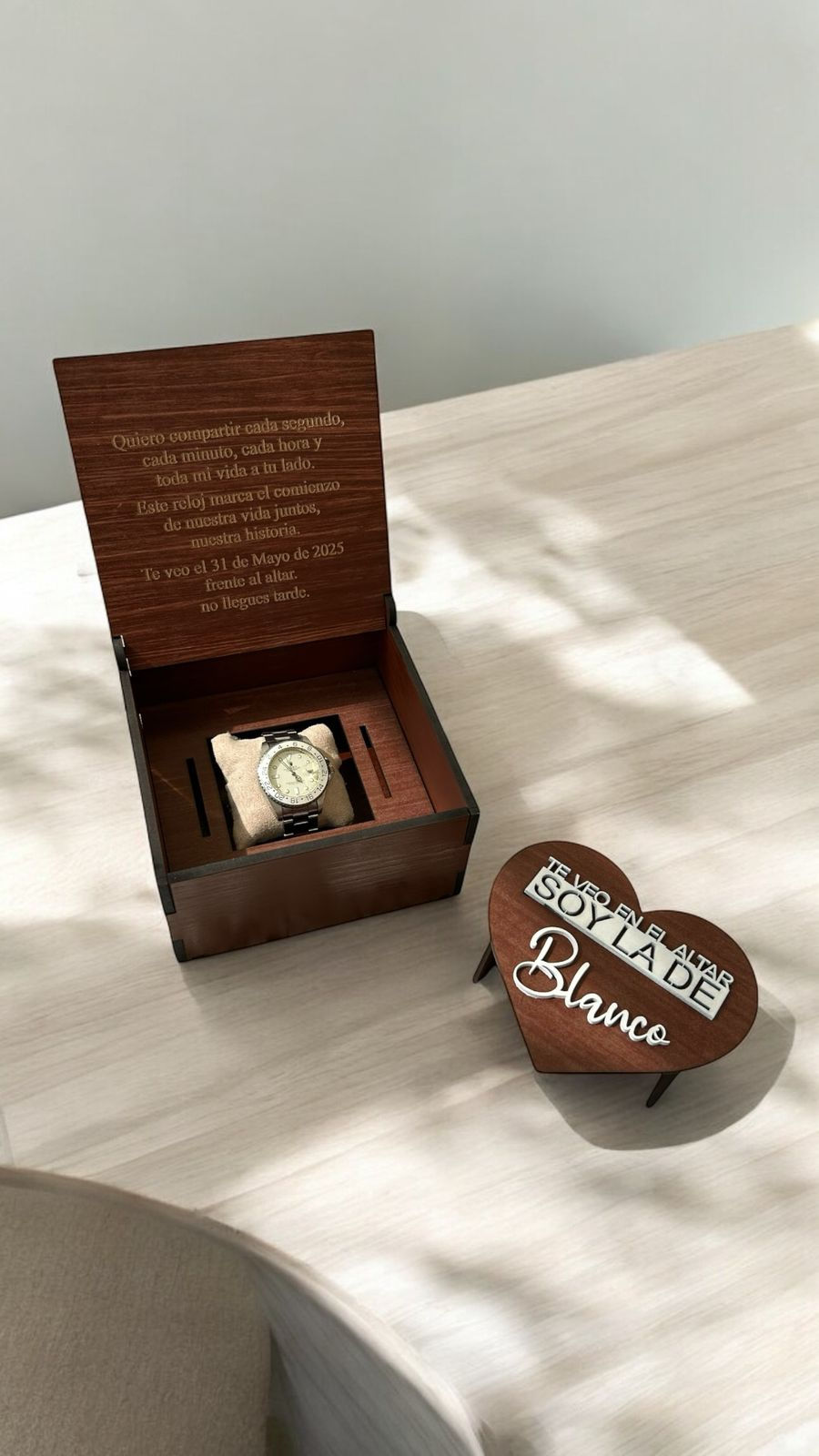 Caja para Reloj Boda Compromiso Caoba, EXPRESS