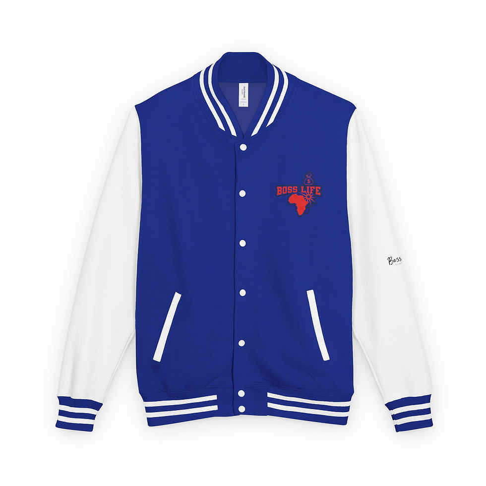 Thumbnail: Boss Life african money bag Heavyweight letterman jacket