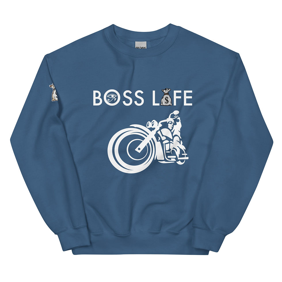 Thumbnail: Indigo Blue Boss Life Bike Life Unisex Sweatshirt