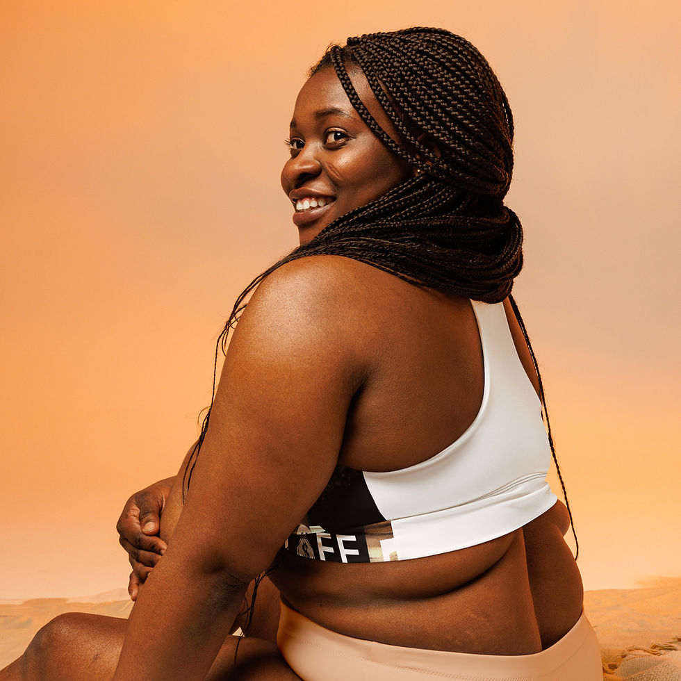 Thumbnail: Boss Life All-Over Print Egyptian pharaoh Recycled Longline Sports Bra