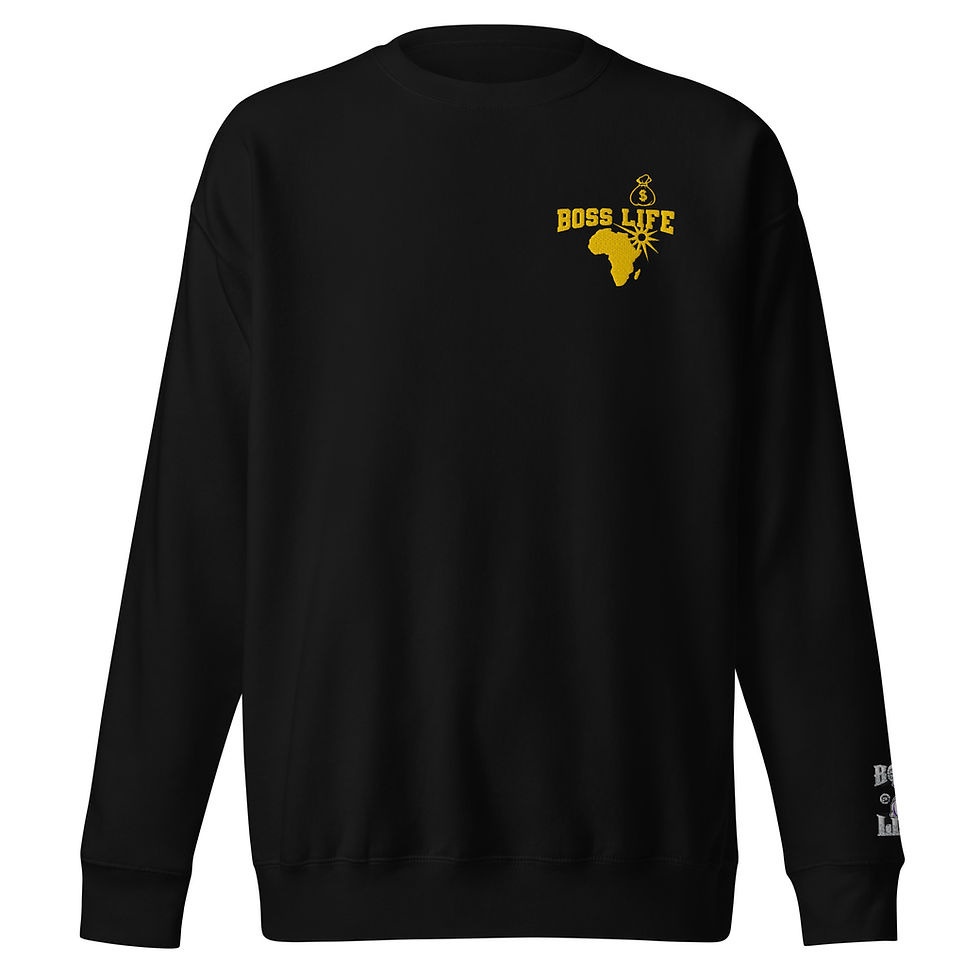 Thumbnail: Boss Life Embroidery African Money Unisex Premium Sweatshirt