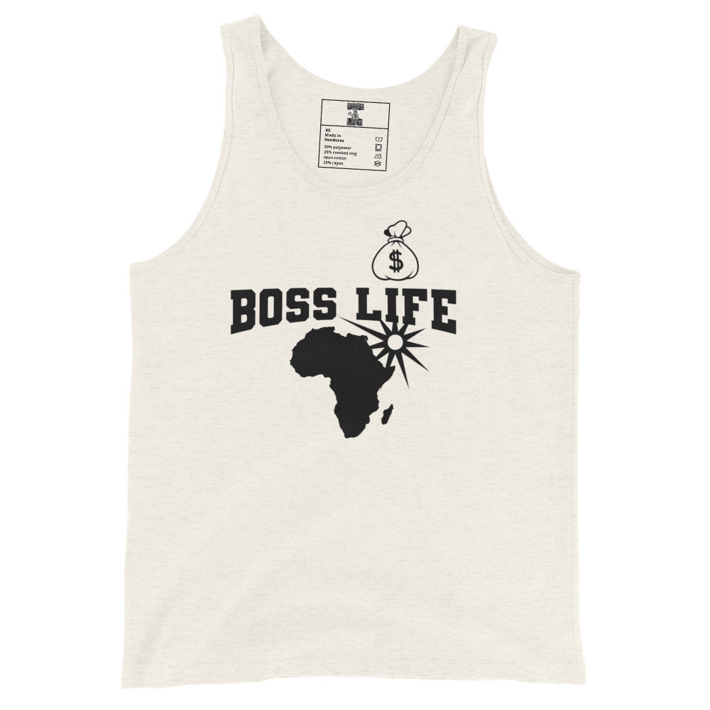 Oatmeal Triblend Boss Life African Glory Men's Tank Top